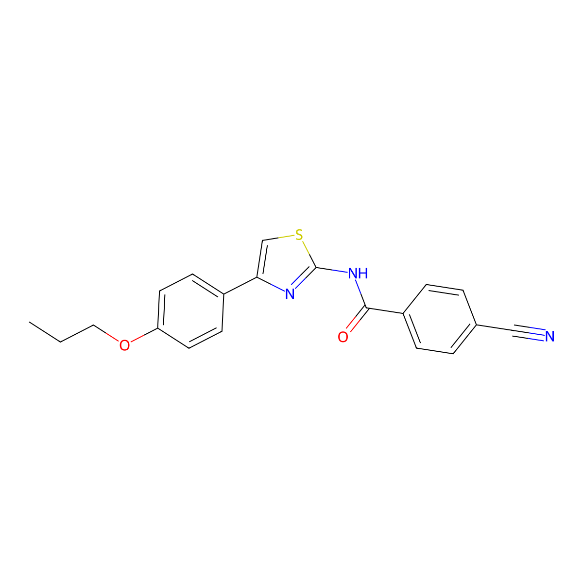 4-cyano-N-[4-(4-propoxyphenyl)-1,3-thiazol-2-yl]benzamide molecular structure, CAS 325979-65-5