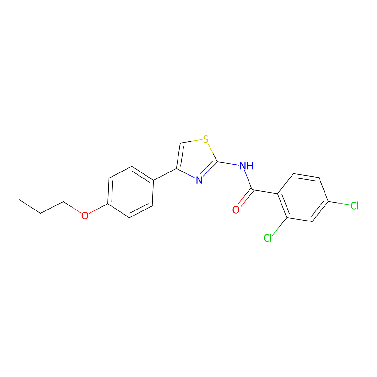 2,4-dichloro-N-[4-(4-propoxyphenyl)-1,3-thiazol-2-yl]benzamide molecular structure, CAS 325979-67-7