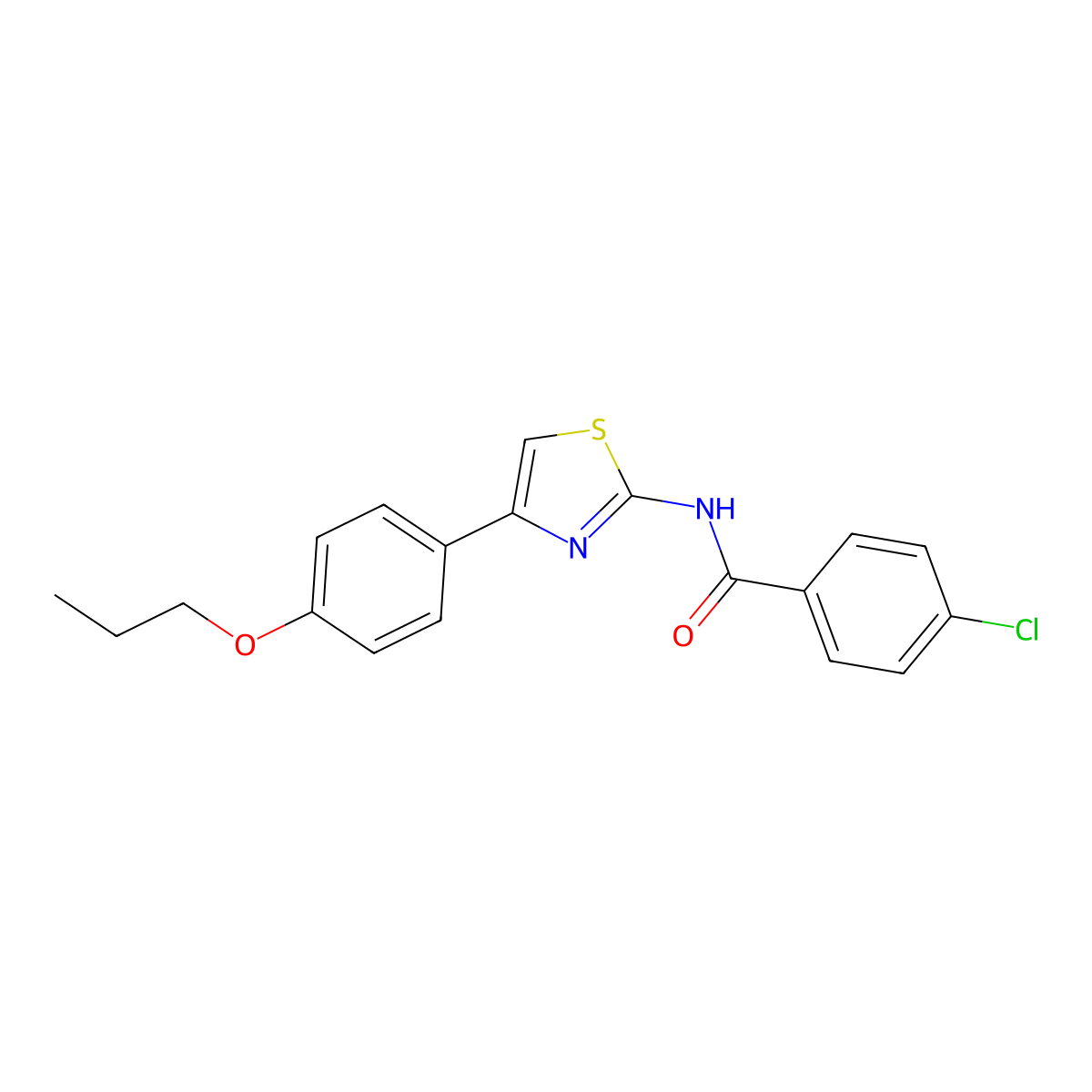 4-chloro-N-[4-(4-propoxyphenyl)-1,3-thiazol-2-yl]benzamide molecular structure, CAS 325979-69-9
