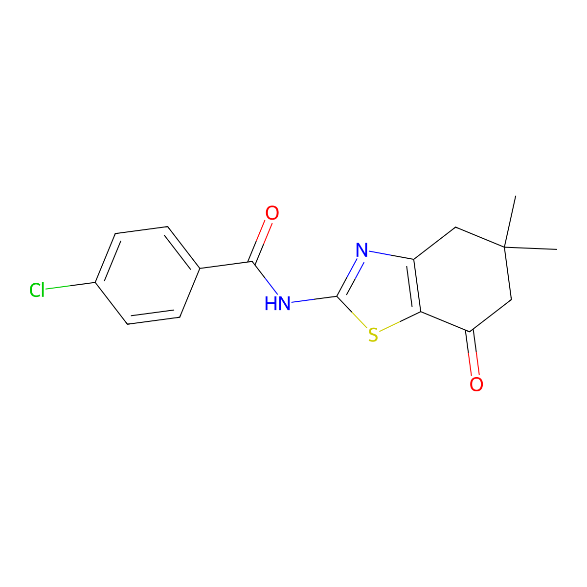 4-chloro-N-(5,5-dimethyl-7-oxo-4,5,6,7-tetrahydro-1,3-benzothiazol-2-yl)benzamide molecular structure, CAS 325979-71-3