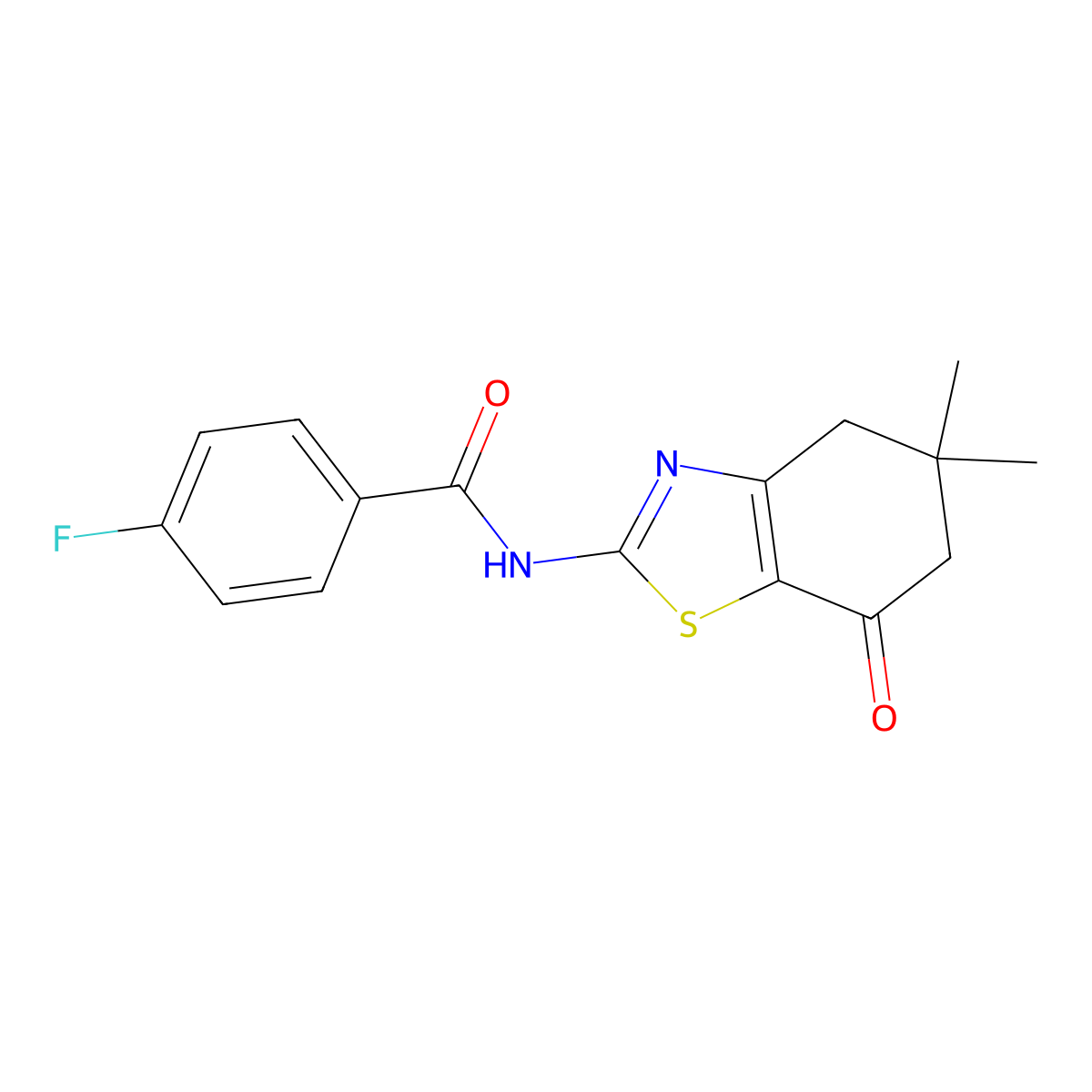 N-(5,5-dimethyl-7-oxo-4,5,6,7-tetrahydro-1,3-benzothiazol-2-yl)-4-fluorobenzamide molecular structure, CAS 325979-72-4