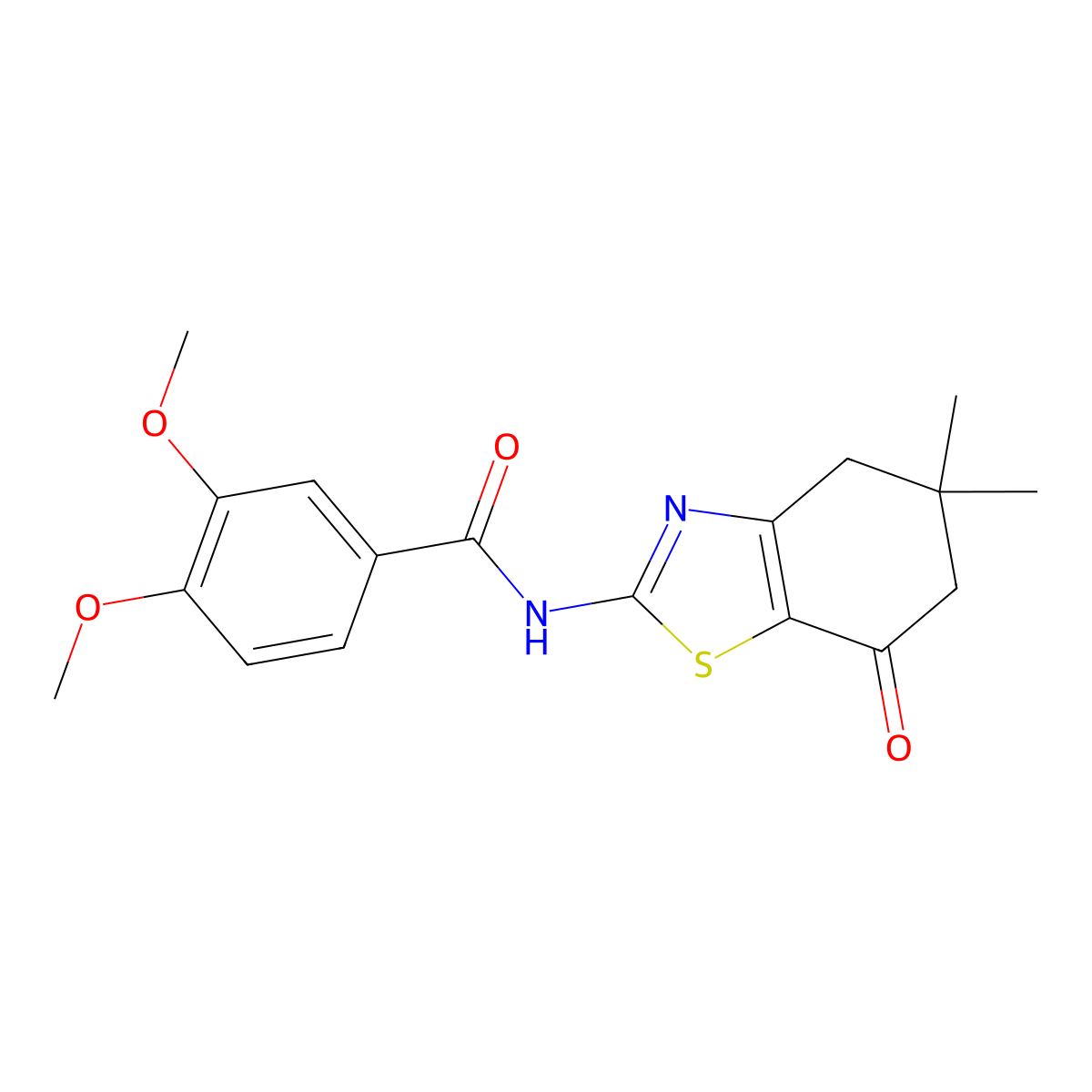 N-(5,5-dimethyl-7-oxo-4,5,6,7-tetrahydro-1,3-benzothiazol-2-yl)-3,4-dimethoxybenzamide molecular structure, CAS 325979-78-0