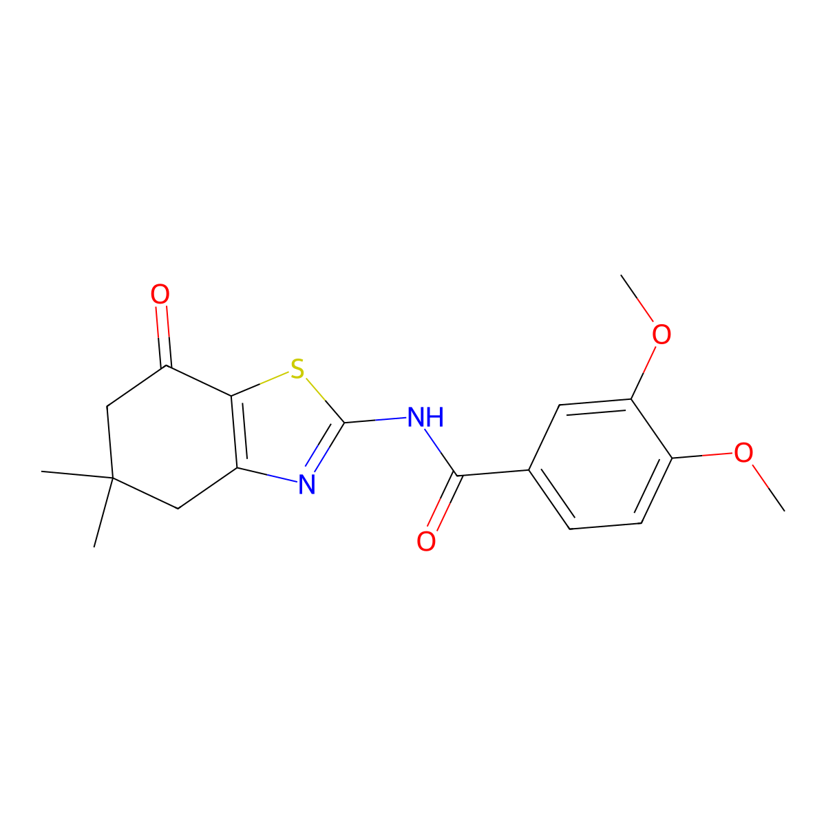 N-(5,5-dimethyl-7-oxo-4,5,6,7-tetrahydro-1,3-benzothiazol-2-yl)-3,4-dimethoxybenzamide molecular structure, CAS 325979-78-0