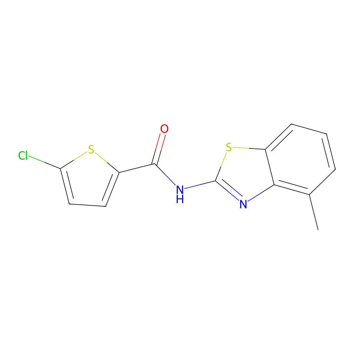 5-chloro-N-(4-methyl-1,3-benzothiazol-2-yl)thiophene-2-carboxamide molecular structure, CAS 325979-79-1