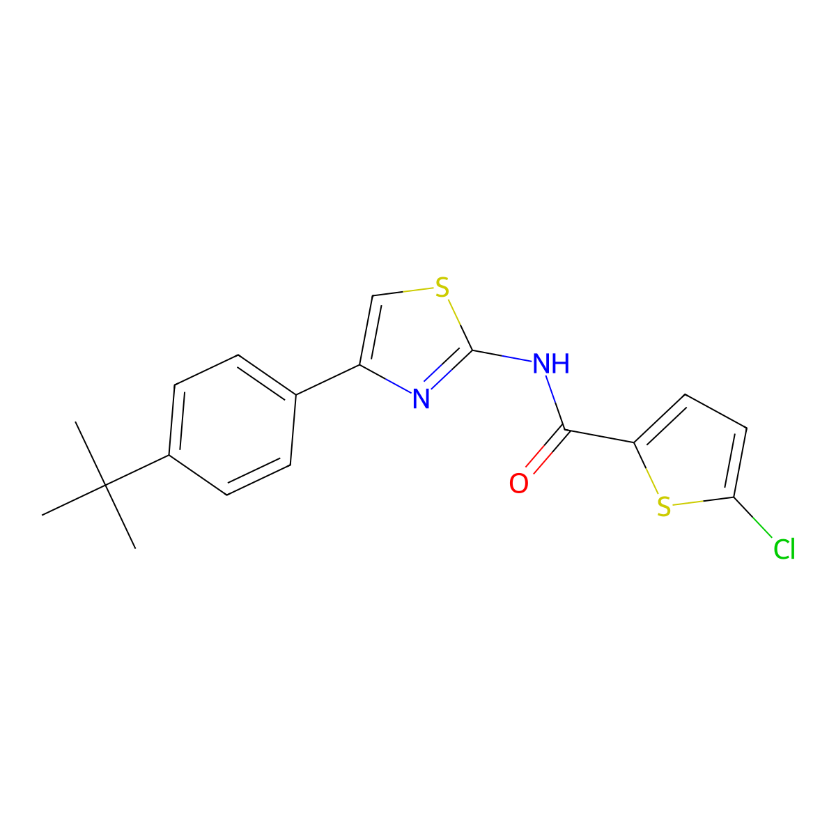 N-[4-(4-tert-butylphenyl)-1,3-thiazol-2-yl]-5-chlorothiophene-2-carboxamide molecular structure, CAS 325979-83-7