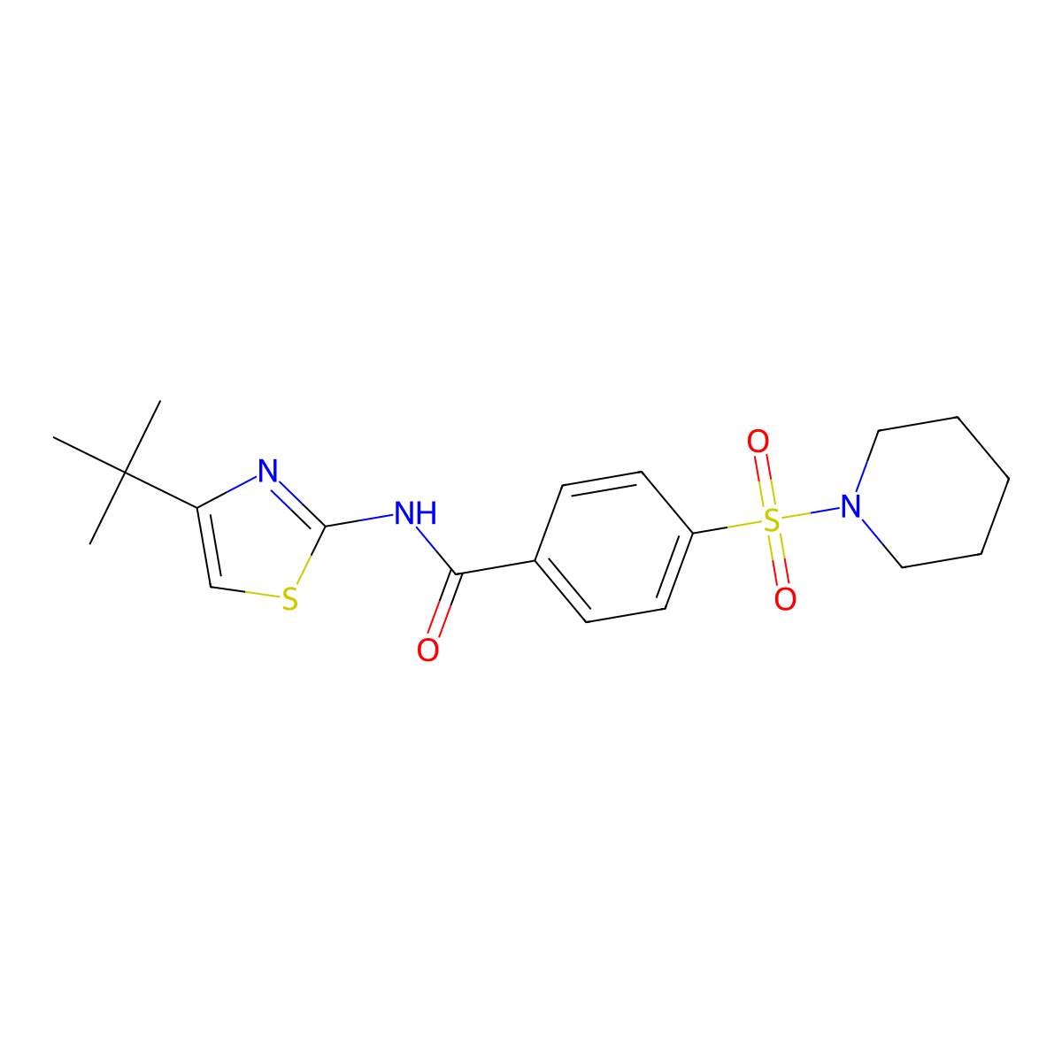 N-(4-tert-butyl-1,3-thiazol-2-yl)-4-piperidin-1-ylsulfonylbenzamide molecular structure, CAS 325979-87-1