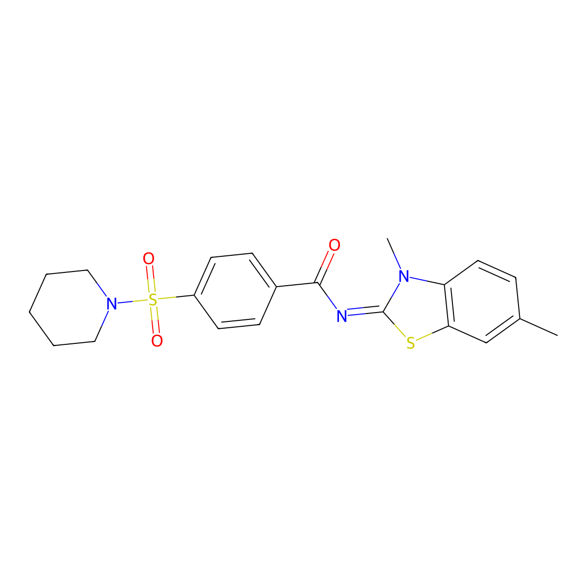 (E)-N-(3,6-dimethylbenzo[d]thiazol-2(3H)-ylidene)-4-(piperidin-1-ylsulfonyl)benzamide molecular structure, CAS 325980-00-5