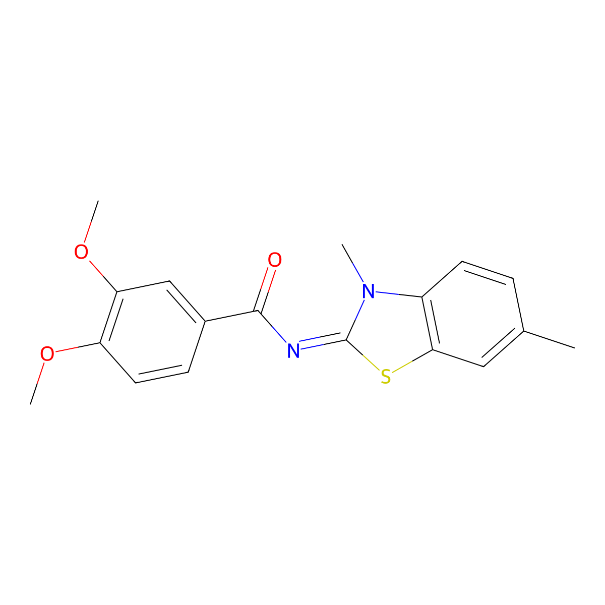 N-(3,6-dimethyl-1,3-benzothiazol-2-ylidene)-3,4-dimethoxybenzamide molecular structure, CAS 325980-02-7