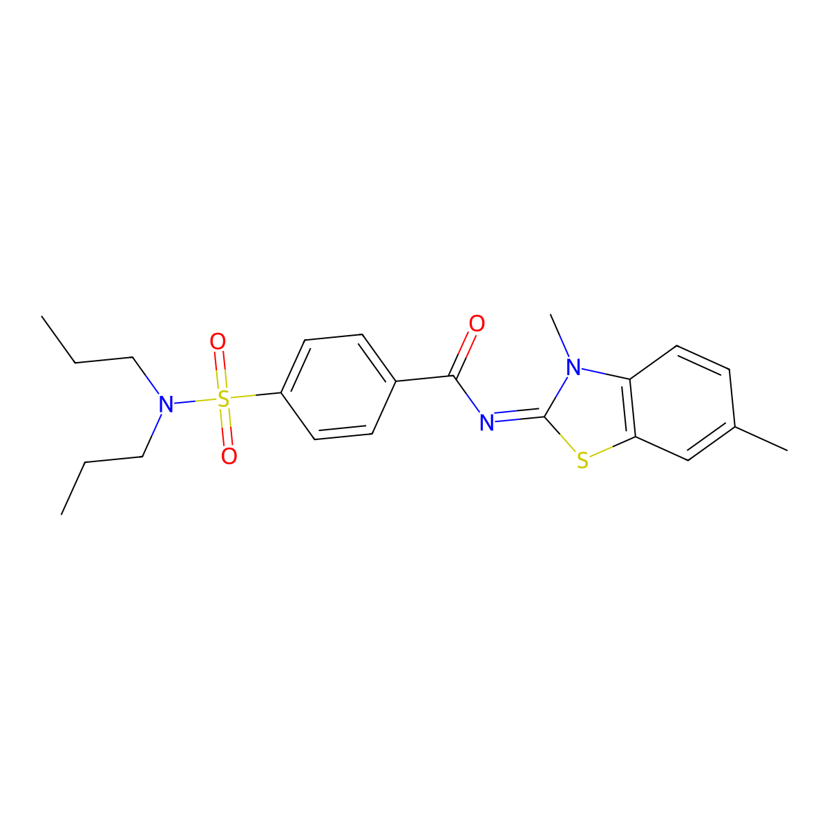 N-(3,6-dimethyl-1,3-benzothiazol-2-ylidene)-4-(dipropylsulfamoyl)benzamide molecular structure, CAS 325980-06-1