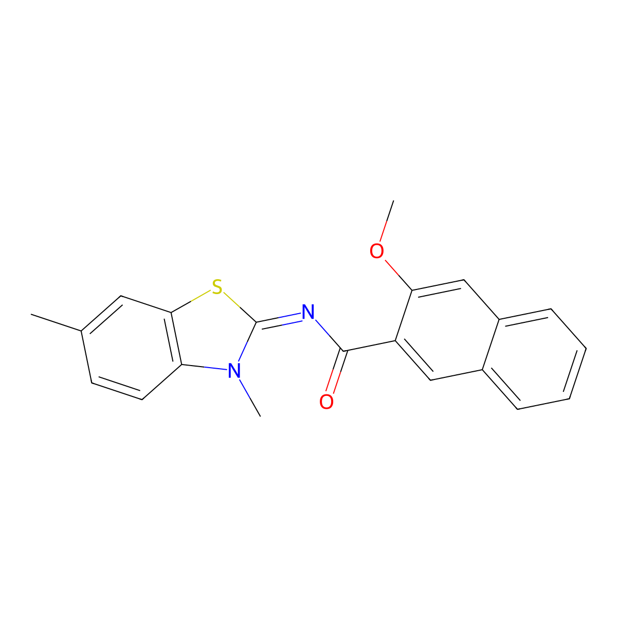 (E)-N-(3,6-dimethylbenzo[d]thiazol-2(3H)-ylidene)-3-methoxy-2-naphthamide molecular structure, CAS 325980-08-3