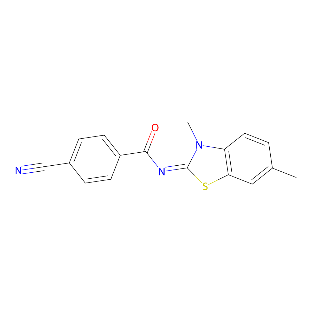 (E)-4-cyano-N-(3,6-dimethylbenzo[d]thiazol-2(3H)-ylidene)benzamide molecular structure, CAS 325980-10-7