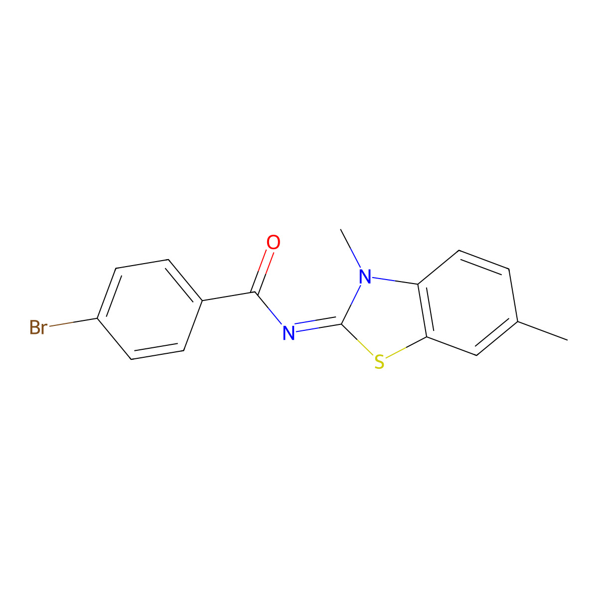 4-bromo-N-(3,6-dimethyl-1,3-benzothiazol-2-ylidene)benzamide molecular structure, CAS 325980-14-1