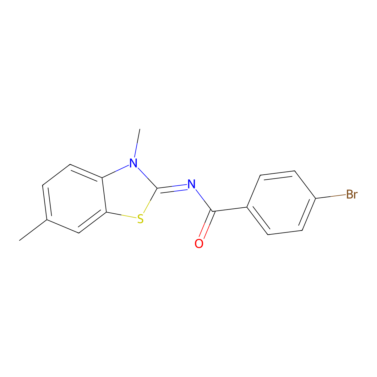 4-bromo-N-(3,6-dimethyl-1,3-benzothiazol-2-ylidene)benzamide molecular structure, CAS 325980-14-1