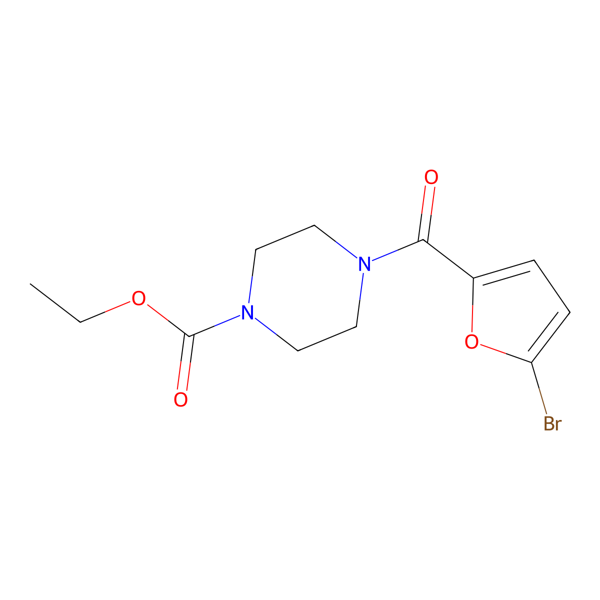Ethyl 4-(5-bromofuran-2-carbonyl)piperazine-1-carboxylate molecular structure, CAS 325980-85-6