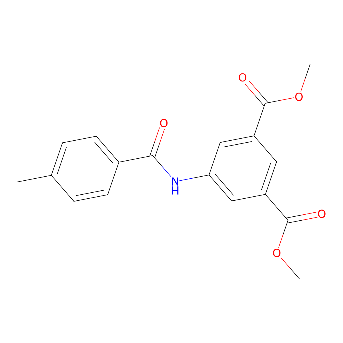 Dimethyl 5-[(4-methylbenzoyl)amino]isophthalate molecular structure, CAS 325981-27-9