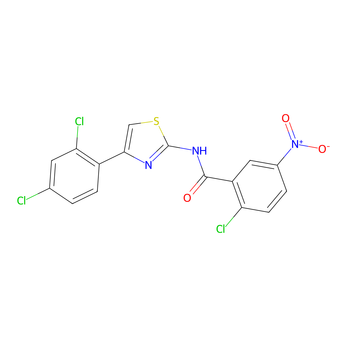 2-chloro-N-[4-(2,4-dichlorophenyl)-1,3-thiazol-2-yl]-5-nitrobenzamide molecular structure, CAS 325981-41-7