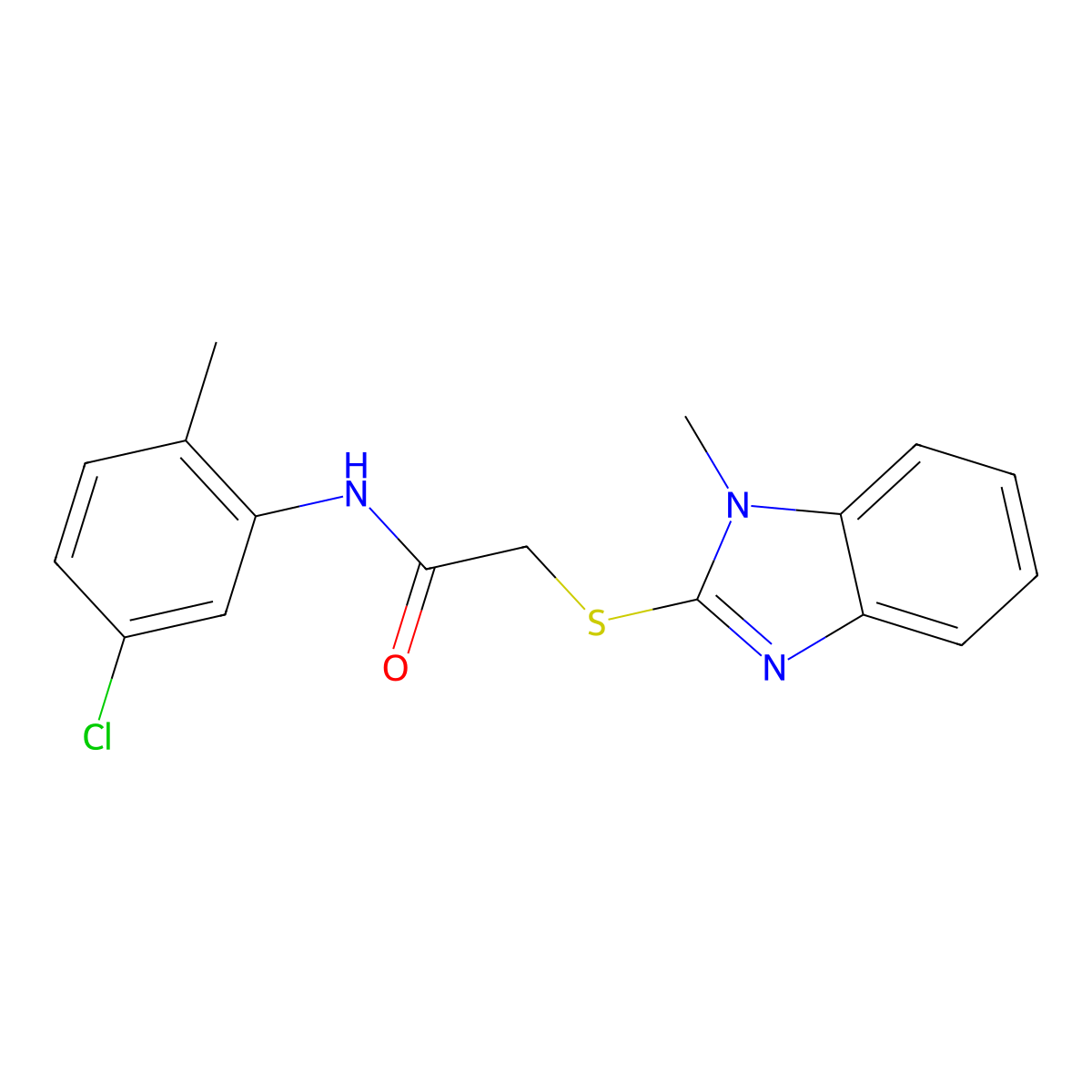 N-(5-chloro-2-methylphenyl)-2-(1-methylbenzimidazol-2-yl)sulfanylacetamide molecular structure, CAS 325983-26-4