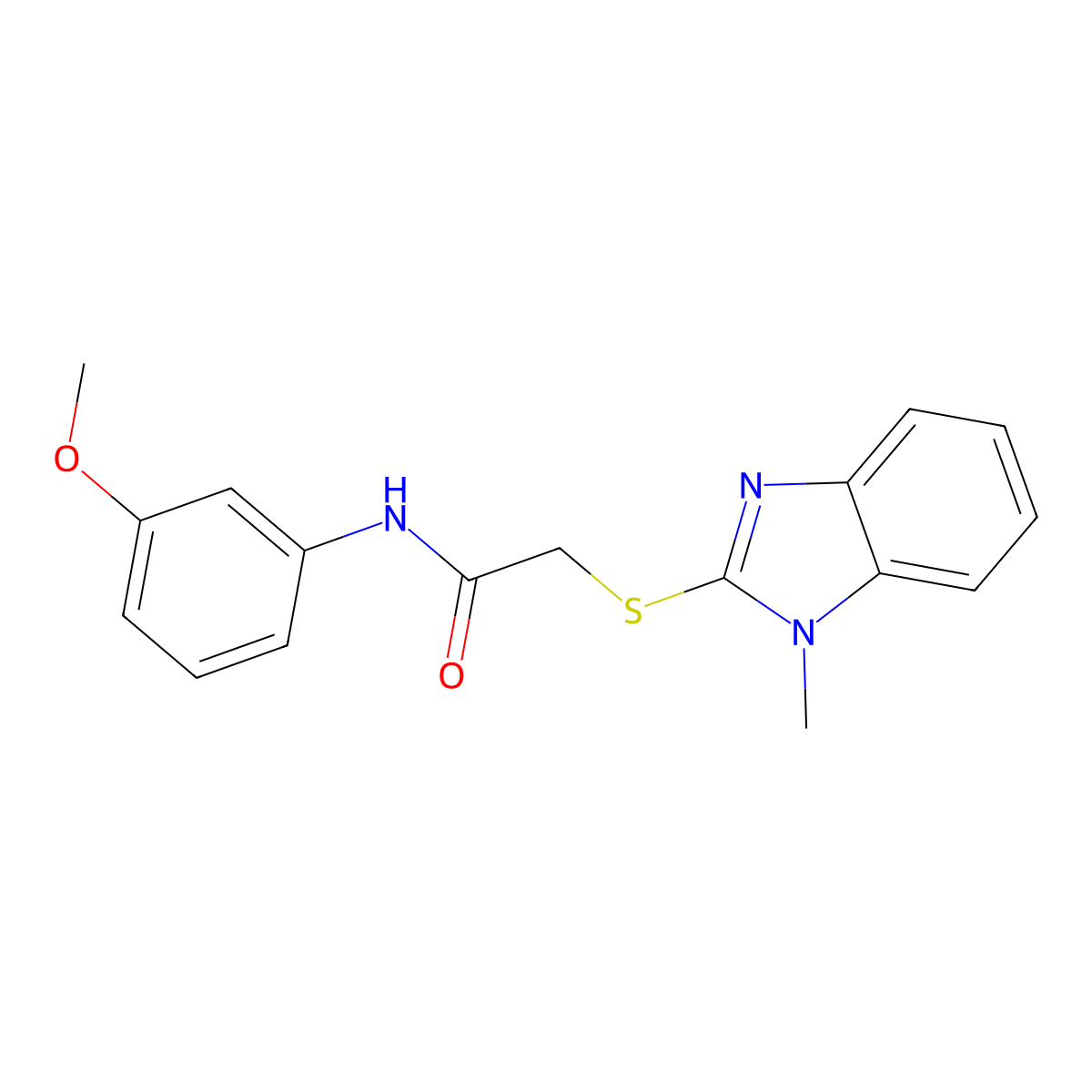 N-(3-methoxyphenyl)-2-(1-methylbenzimidazol-2-yl)sulfanylacetamide molecular structure, CAS 325983-80-0