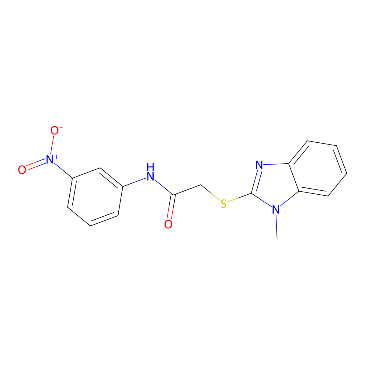 2-[(1-methyl-1H-benzimidazol-2-yl)thio]-N-(3-nitrophenyl)acetamide molecular structure, CAS 325983-83-3