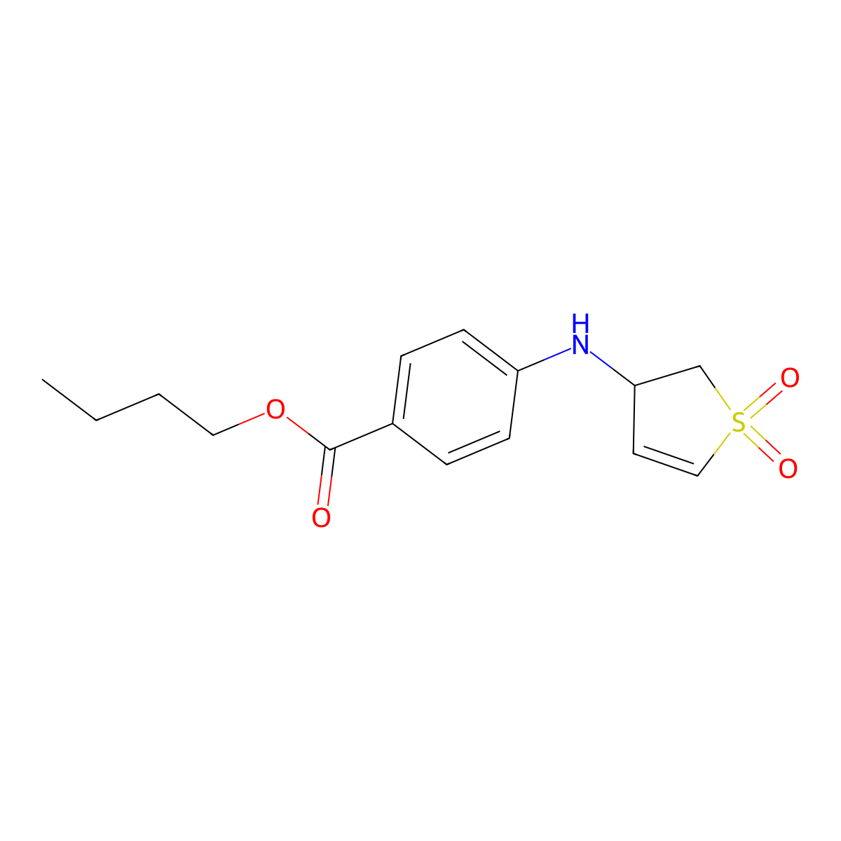 Butyl 4-((1,1-dioxido-2,3-dihydrothiophen-3-yl)amino)benzoate molecular structure, CAS 325984-90-5