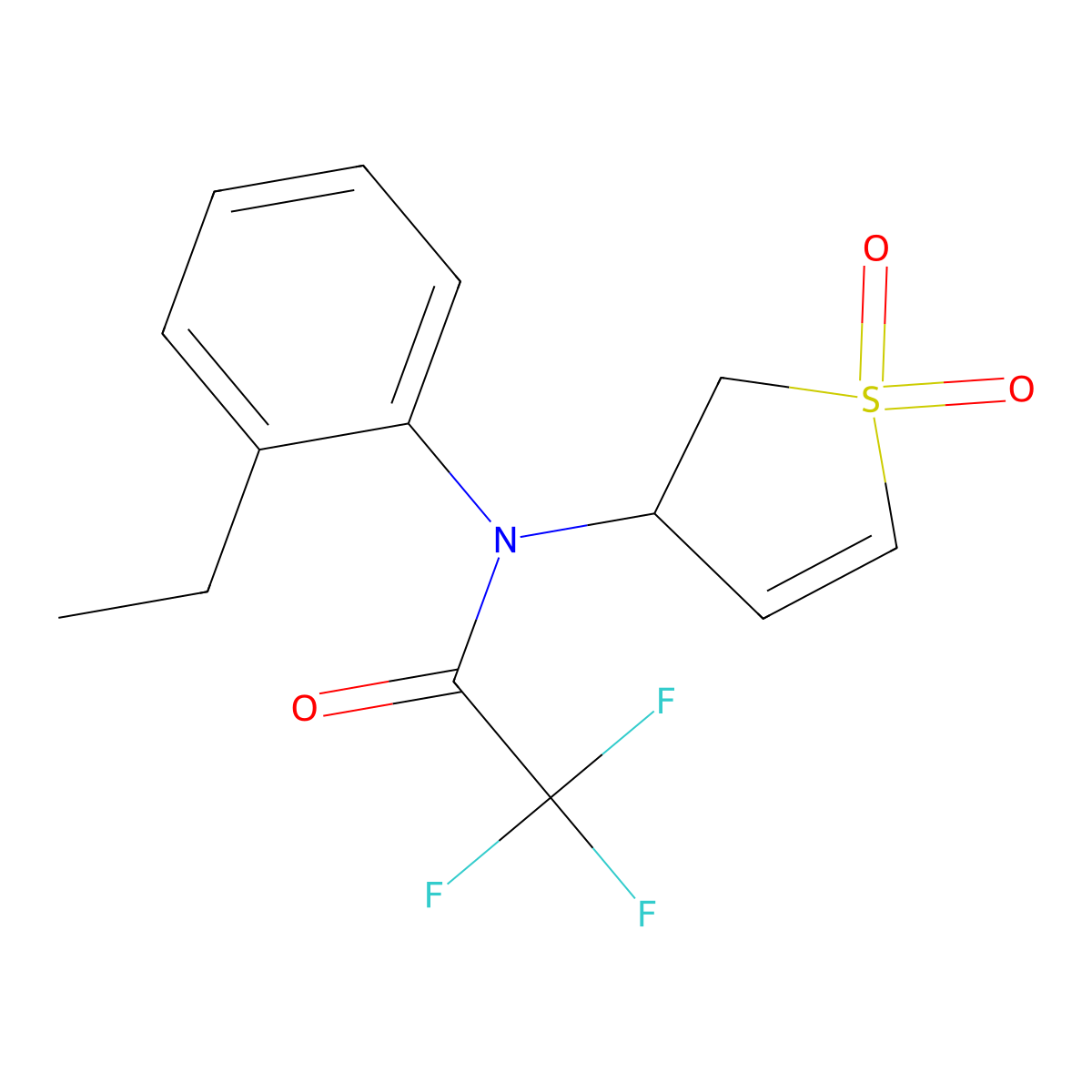 N-(1,1-dioxido-2,3-dihydrothiophen-3-yl)-N-(2-ethylphenyl)-2,2,2-trifluoroacetamide molecular structure, CAS 325984-97-2