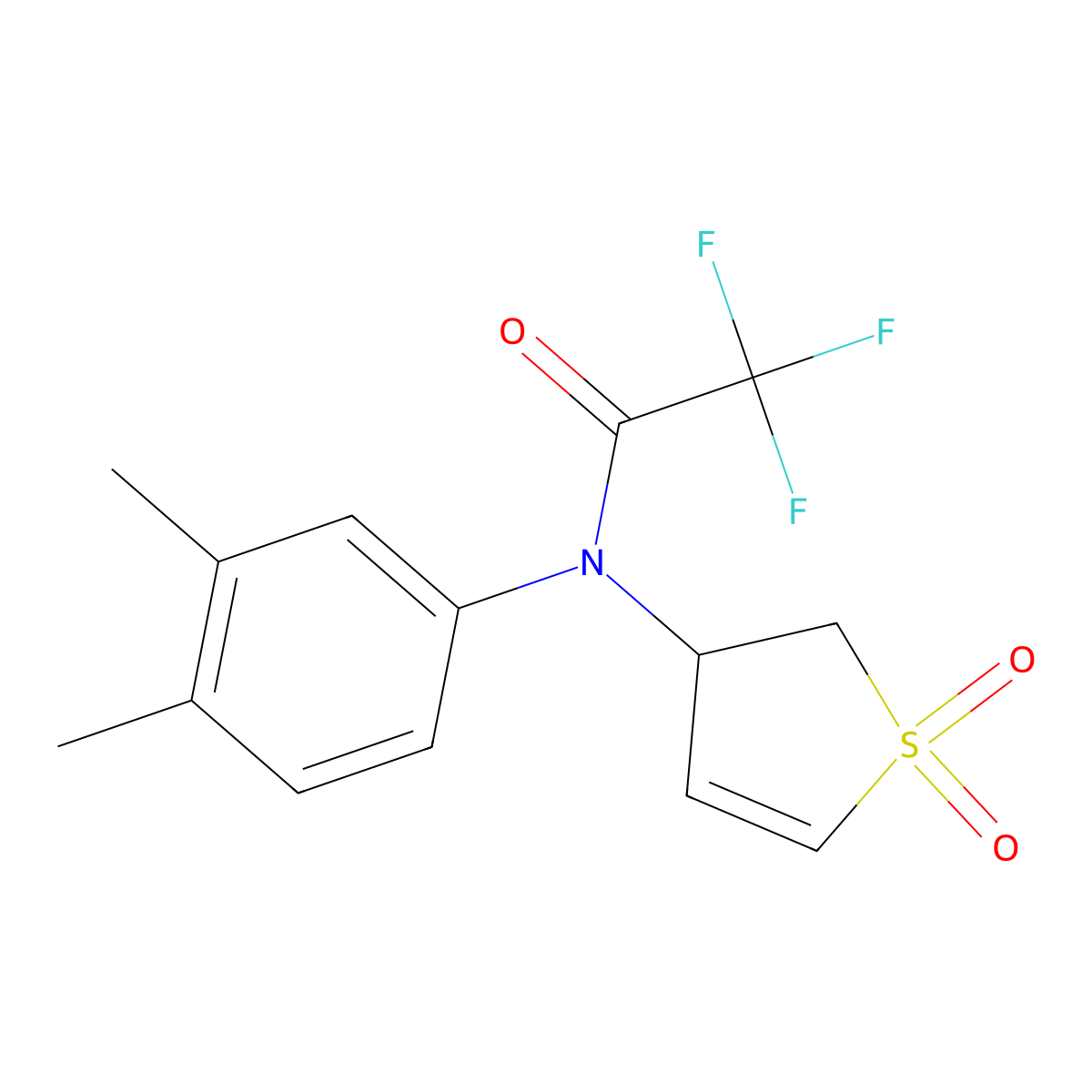 N-(3,4-dimethylphenyl)-N-(1,1-dioxo-2,3-dihydrothiophen-3-yl)-2,2,2-trifluoroacetamide molecular structure, CAS 325984-99-4