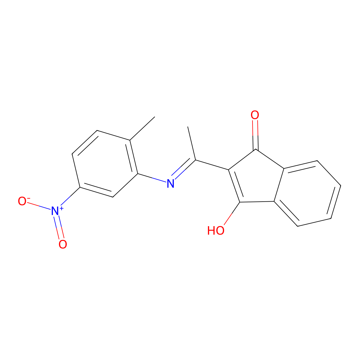 (E)-3-hydroxy-2-(1-((2-methyl-5-nitrophenyl)imino)ethyl)-1H-inden-1-one molecular structure, CAS 325985-69-1