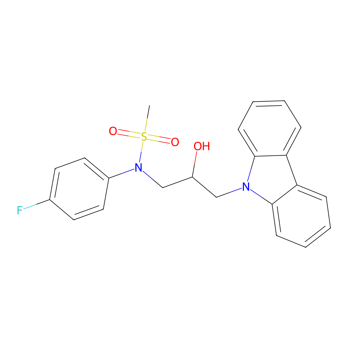 N-[3-(9H-carbazol-9-yl)-2-hydroxypropyl]-N-(4-fluorophenyl)methanesulfonamide molecular structure, CAS 325986-11-6