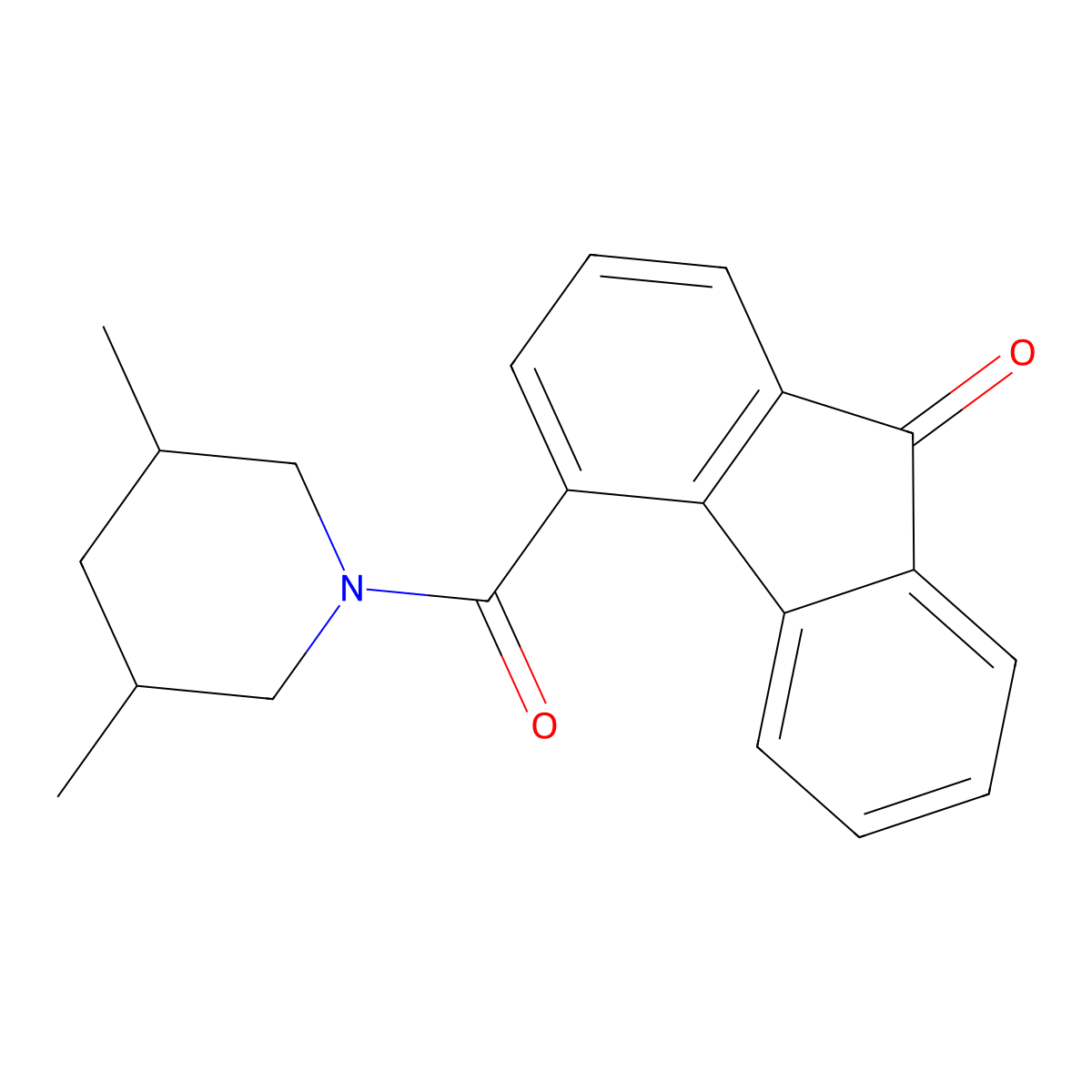 4-(3,5-dimethylpiperidine-1-carbonyl)-9H-fluoren-9-one molecular structure, CAS 325986-22-9