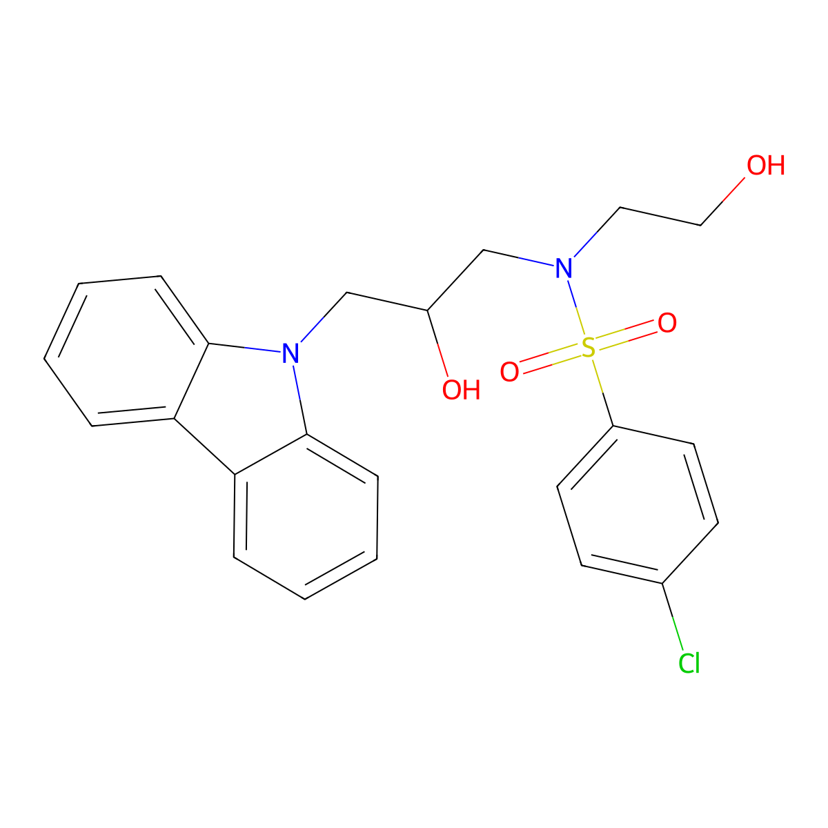 N-(3-(9H-carbazol-9-yl)-2-hydroxypropyl)-4-chloro-N-(2-hydroxyethyl)benzenesulfonamide molecular structure, CAS 325986-37-6