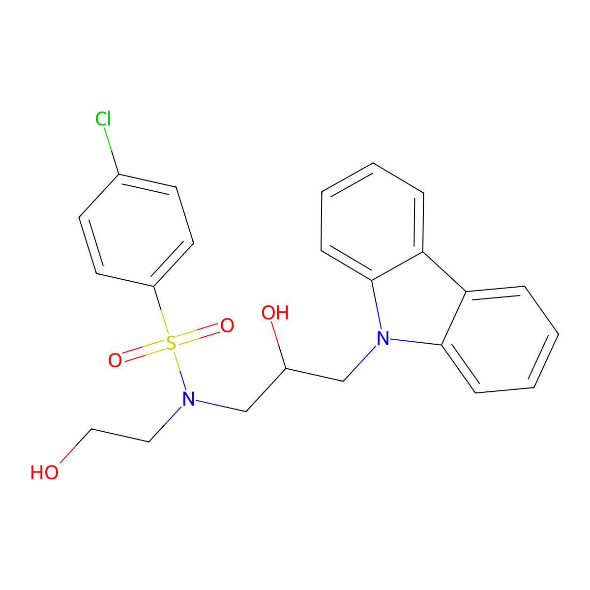 N-(3-(9H-carbazol-9-yl)-2-hydroxypropyl)-4-chloro-N-(2-hydroxyethyl)benzenesulfonamide molecular structure, CAS 325986-37-6