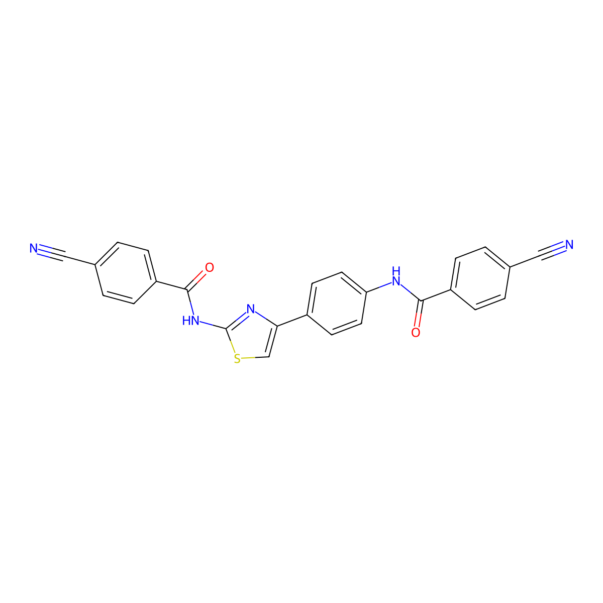 4-cyano-N-(4-(4-(4-cyanobenzamido)phenyl)thiazol-2-yl)benzamide molecular structure, CAS 325986-44-5