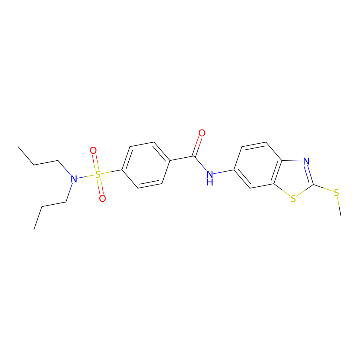 4-(N,N-dipropylsulfamoyl)-N-(2-(methylthio)benzo[d]thiazol-6-yl)benzamide molecular structure, CAS 325986-47-8