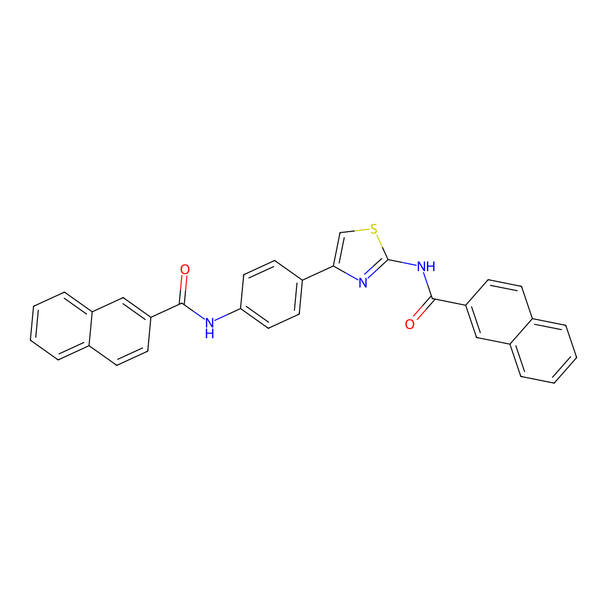 N-[4-[2-(naphthalene-2-carbonylamino)-1,3-thiazol-4-yl]phenyl]naphthalene-2-carboxamide molecular structure, CAS 325986-50-3
