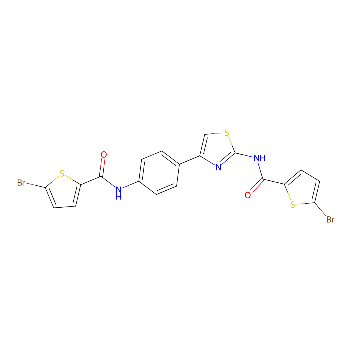 5-bromo-N-(4-(4-(5-bromothiophene-2-carboxamido)phenyl)thiazol-2-yl)thiophene-2-carboxamide molecular structure, CAS 325986-52-5
