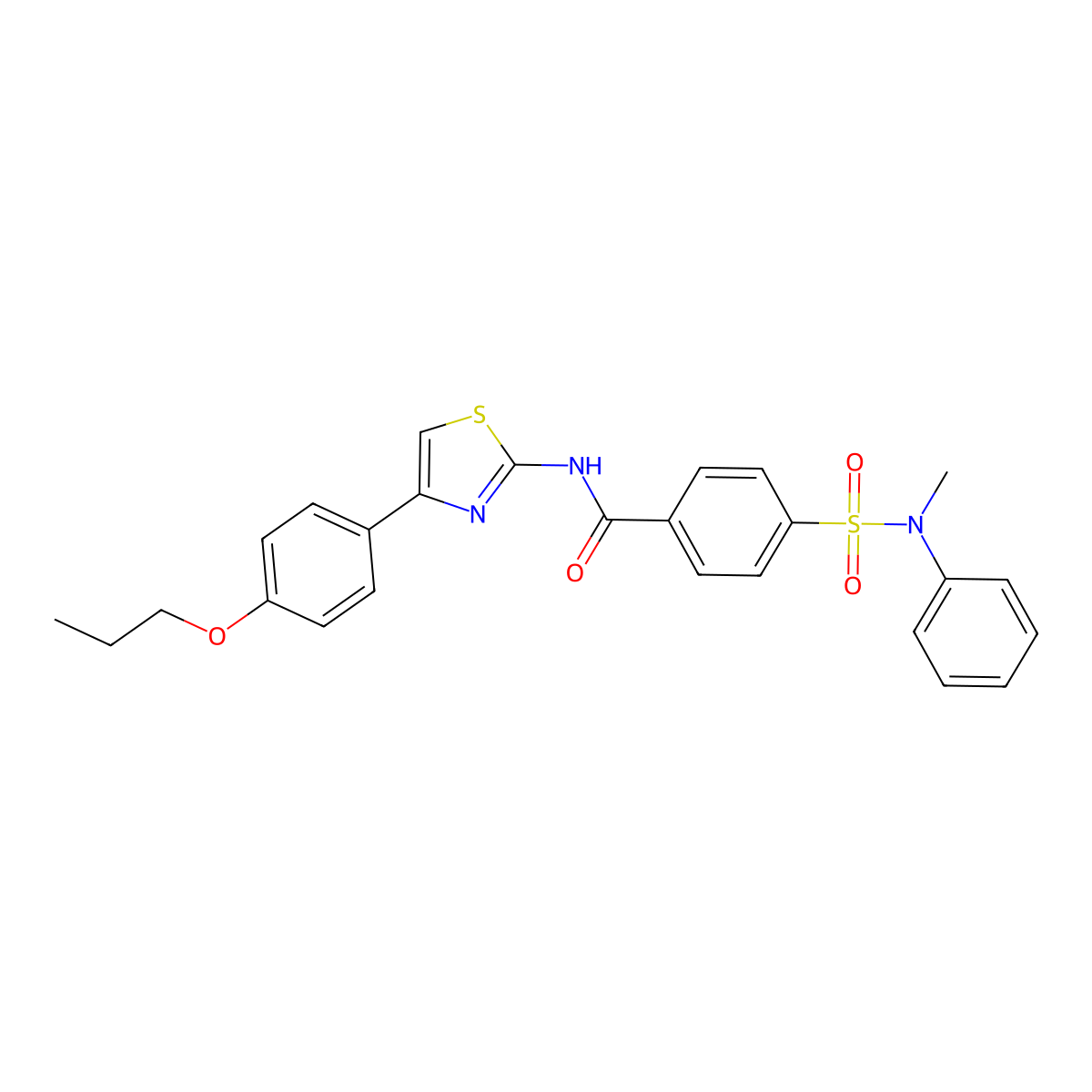4-[methyl(phenyl)sulfamoyl]-N-[4-(4-propoxyphenyl)-1,3-thiazol-2-yl]benzamide molecular structure, CAS 325986-54-7
