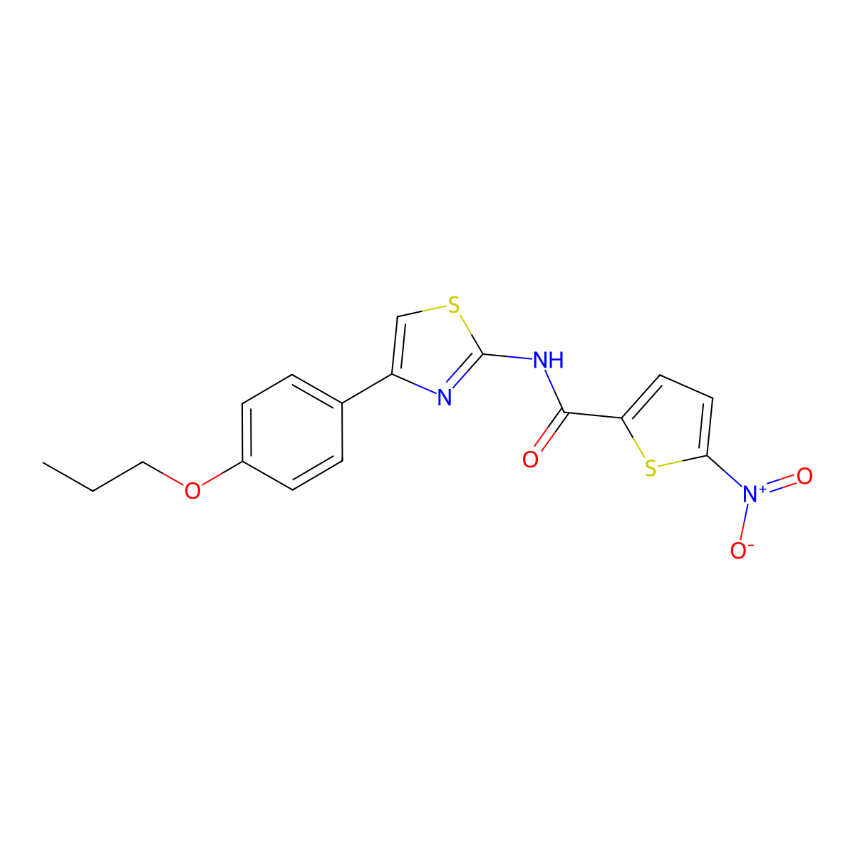 5-nitro-N-[4-(4-propoxyphenyl)-1,3-thiazol-2-yl]thiophene-2-carboxamide molecular structure, CAS 325986-55-8