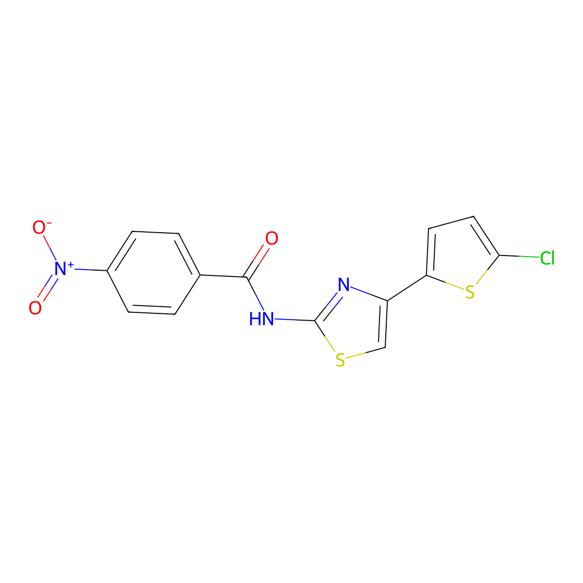 N-(4-(5-chlorothiophen-2-yl)thiazol-2-yl)-4-nitrobenzamide molecular structure, CAS 325986-59-2
