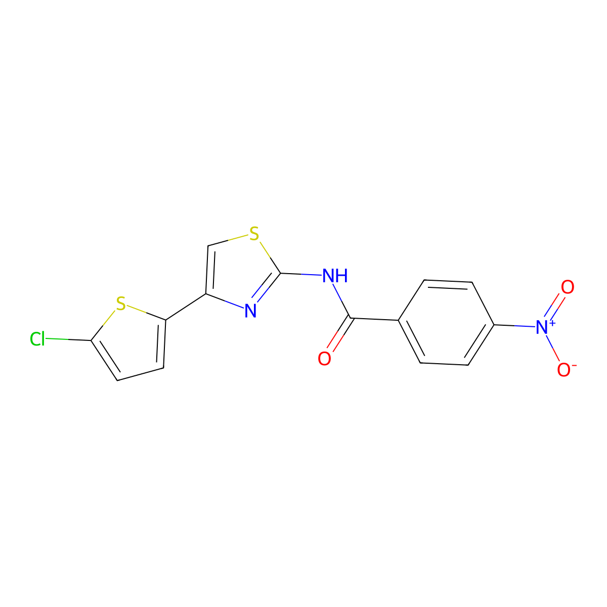 N-(4-(5-chlorothiophen-2-yl)thiazol-2-yl)-4-nitrobenzamide molecular structure, CAS 325986-59-2