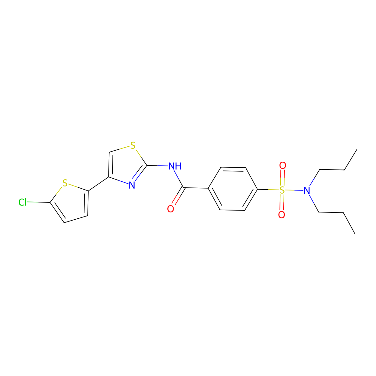 N-[4-(5-chlorothiophen-2-yl)-1,3-thiazol-2-yl]-4-(dipropylsulfamoyl)benzamide molecular structure, CAS 325986-62-7