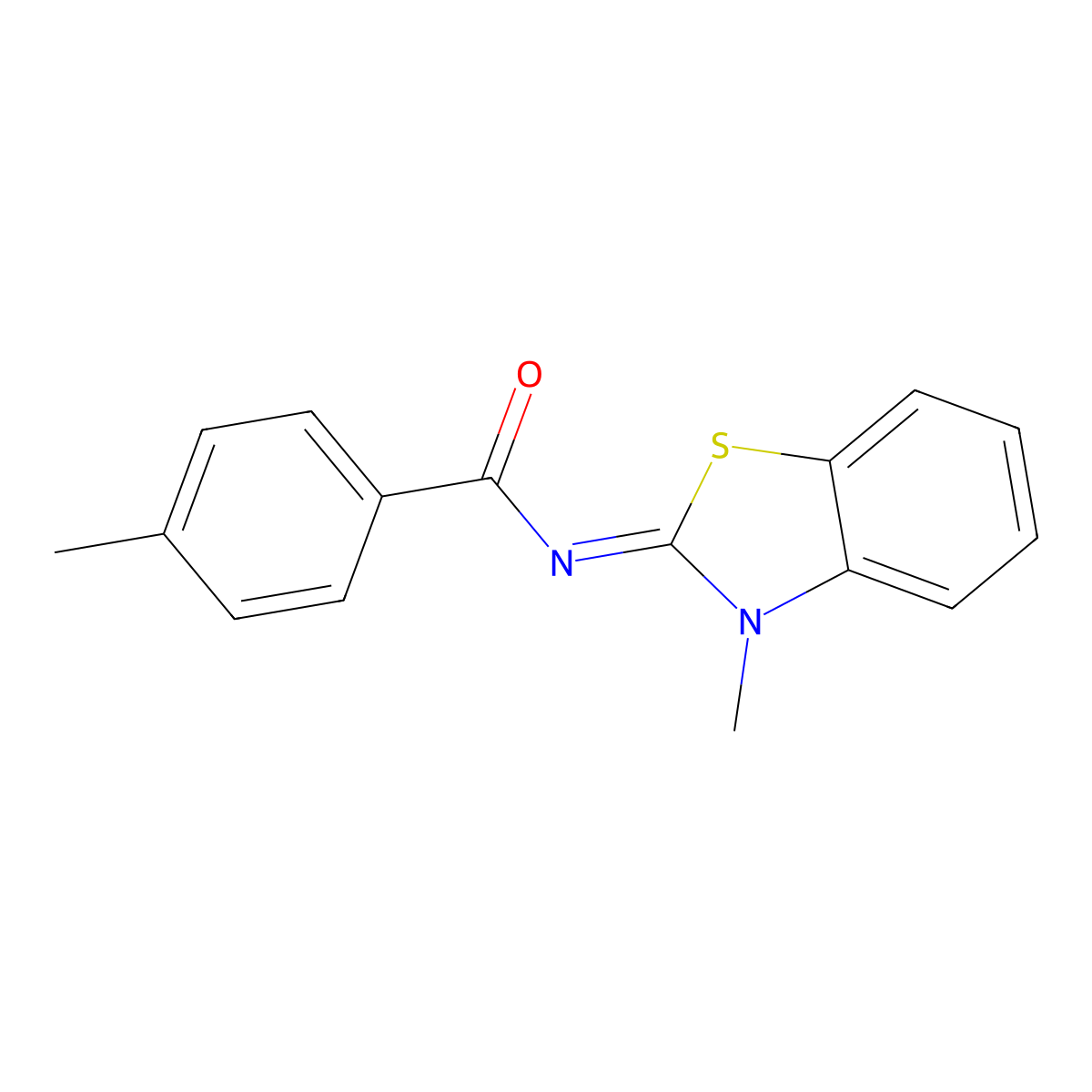 4-methyl-N-(3-methyl-1,3-benzothiazol-2-ylidene)benzamide molecular structure, CAS 325986-76-3