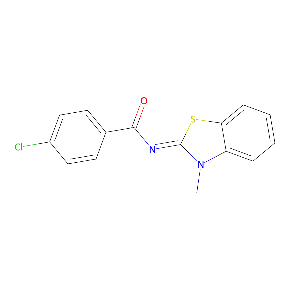 4-chloro-N-(3-methyl-1,3-benzothiazol-2-ylidene)benzamide molecular structure, CAS 325986-77-4