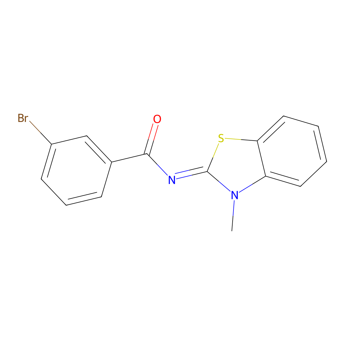 3-bromo-N-(3-methyl-1,3-benzothiazol-2-ylidene)benzamide molecular structure, CAS 325986-80-9
