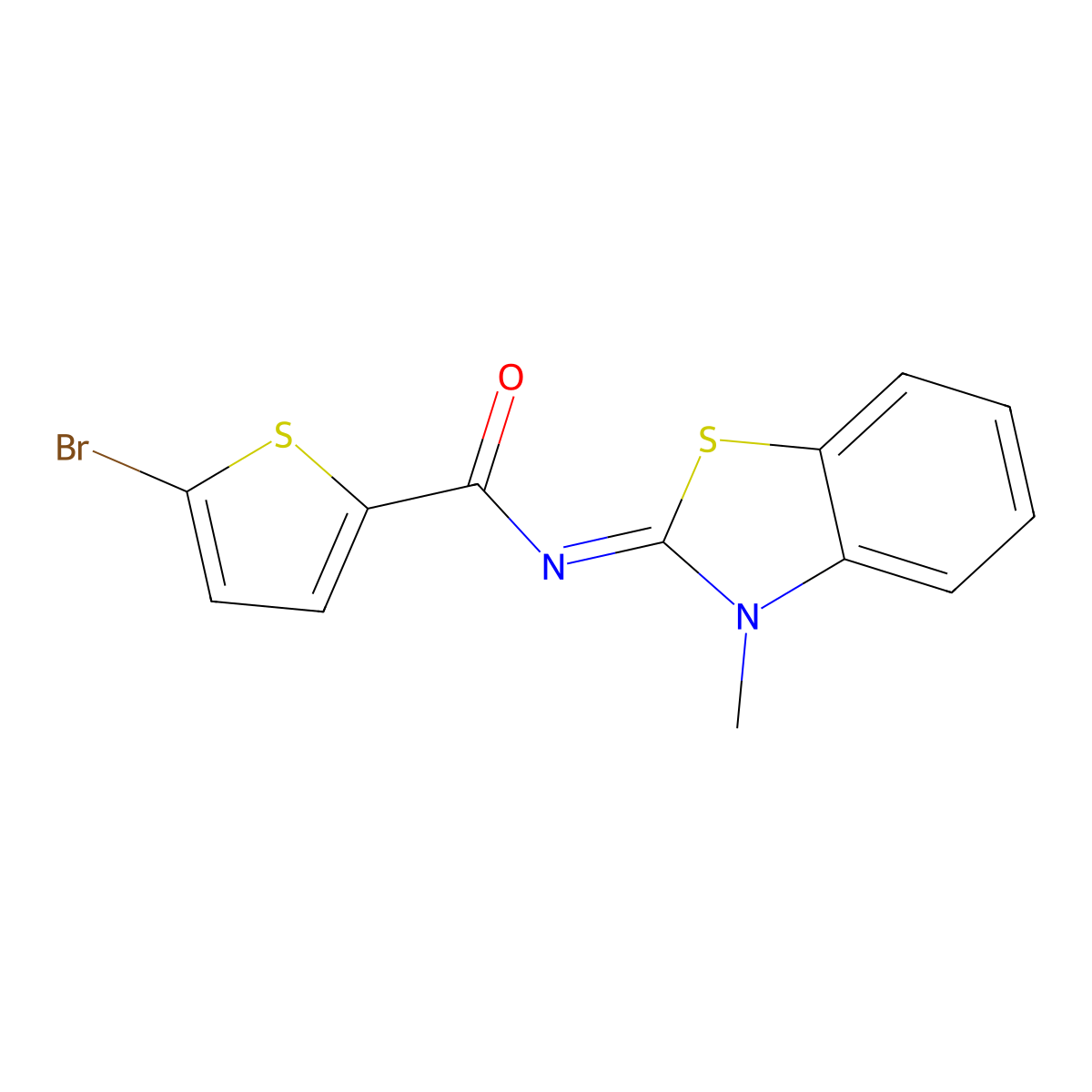 5-bromo-N-(3-methyl-1,3-benzothiazol-2-ylidene)thiophene-2-carboxamide molecular structure, CAS 325986-88-7