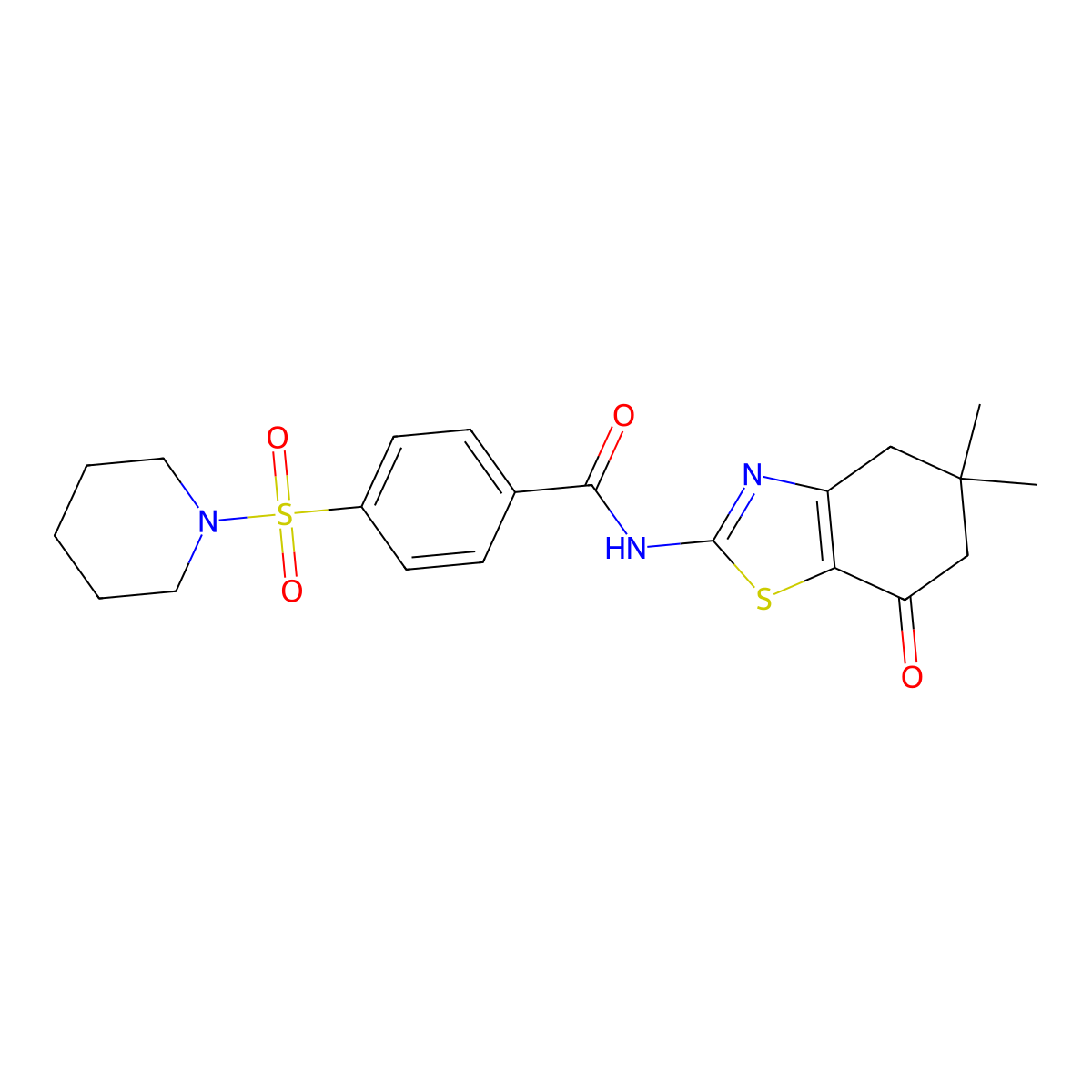 N-(5,5-dimethyl-7-oxo-4,5,6,7-tetrahydrobenzo[d]thiazol-2-yl)-4-(piperidin-1-ylsulfonyl)benzamide molecular structure, CAS 325986-94-5