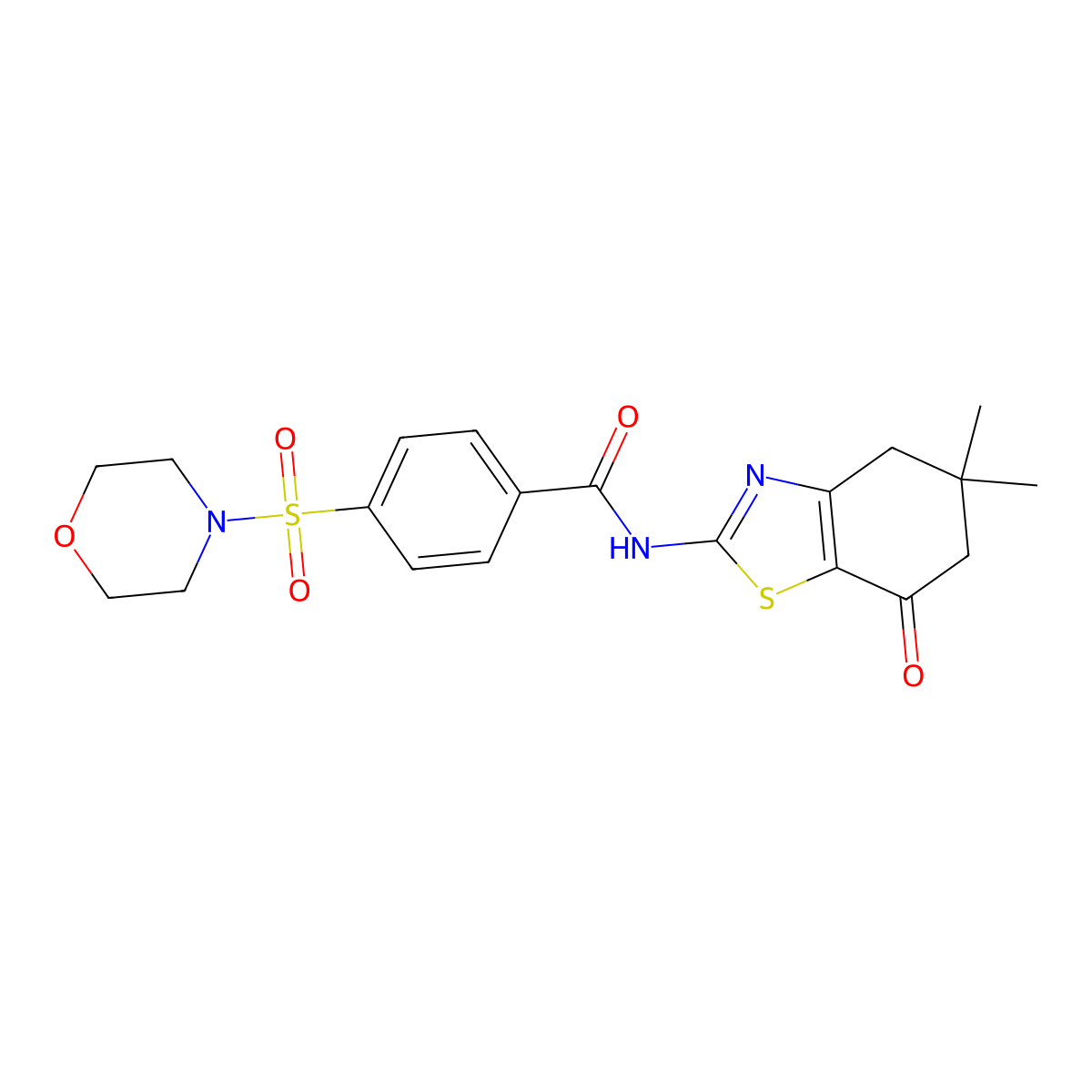 N-(5,5-dimethyl-7-oxo-4,5,6,7-tetrahydrobenzo[d]thiazol-2-yl)-4-(morpholinosulfonyl)benzamide molecular structure, CAS 325986-95-6