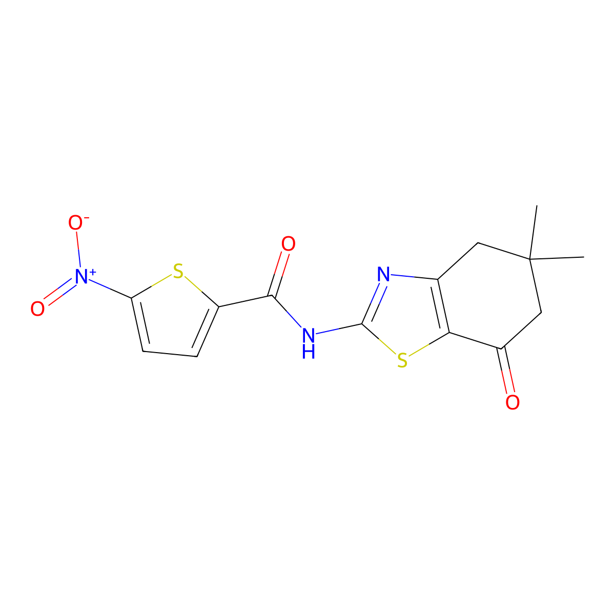 N-(5,5-dimethyl-7-oxo-4,5,6,7-tetrahydro-1,3-benzothiazol-2-yl)-5-nitrothiophene-2-carboxamide molecular structure, CAS 325986-98-9