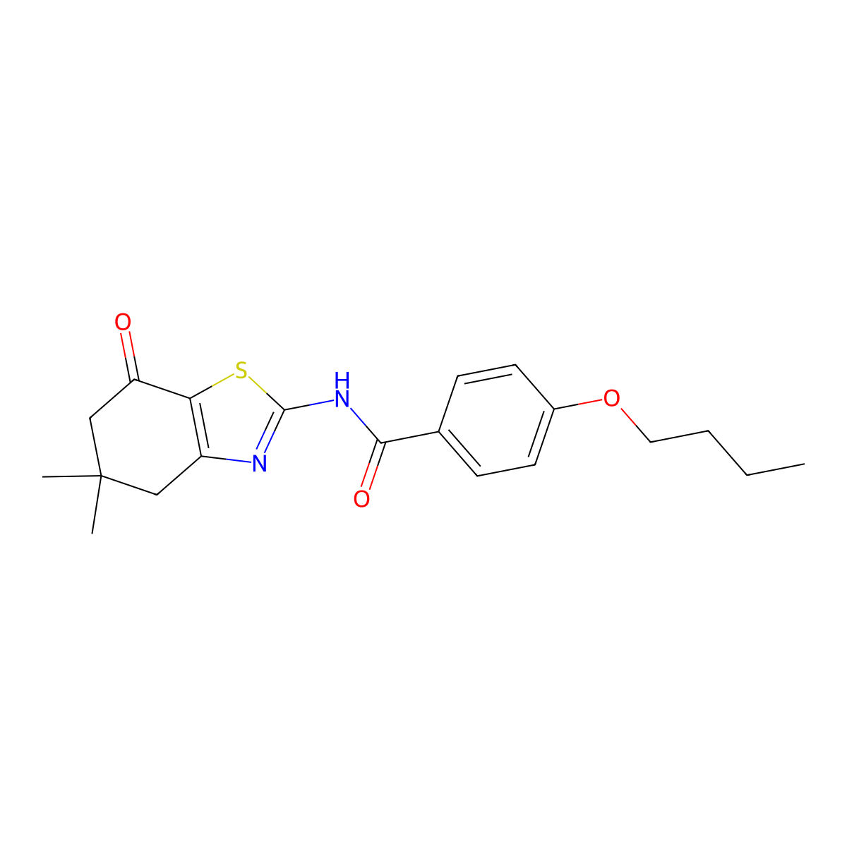4-butoxy-N-(5,5-dimethyl-7-oxo-4,6-dihydro-1,3-benzothiazol-2-yl)benzamide molecular structure, CAS 325986-99-0