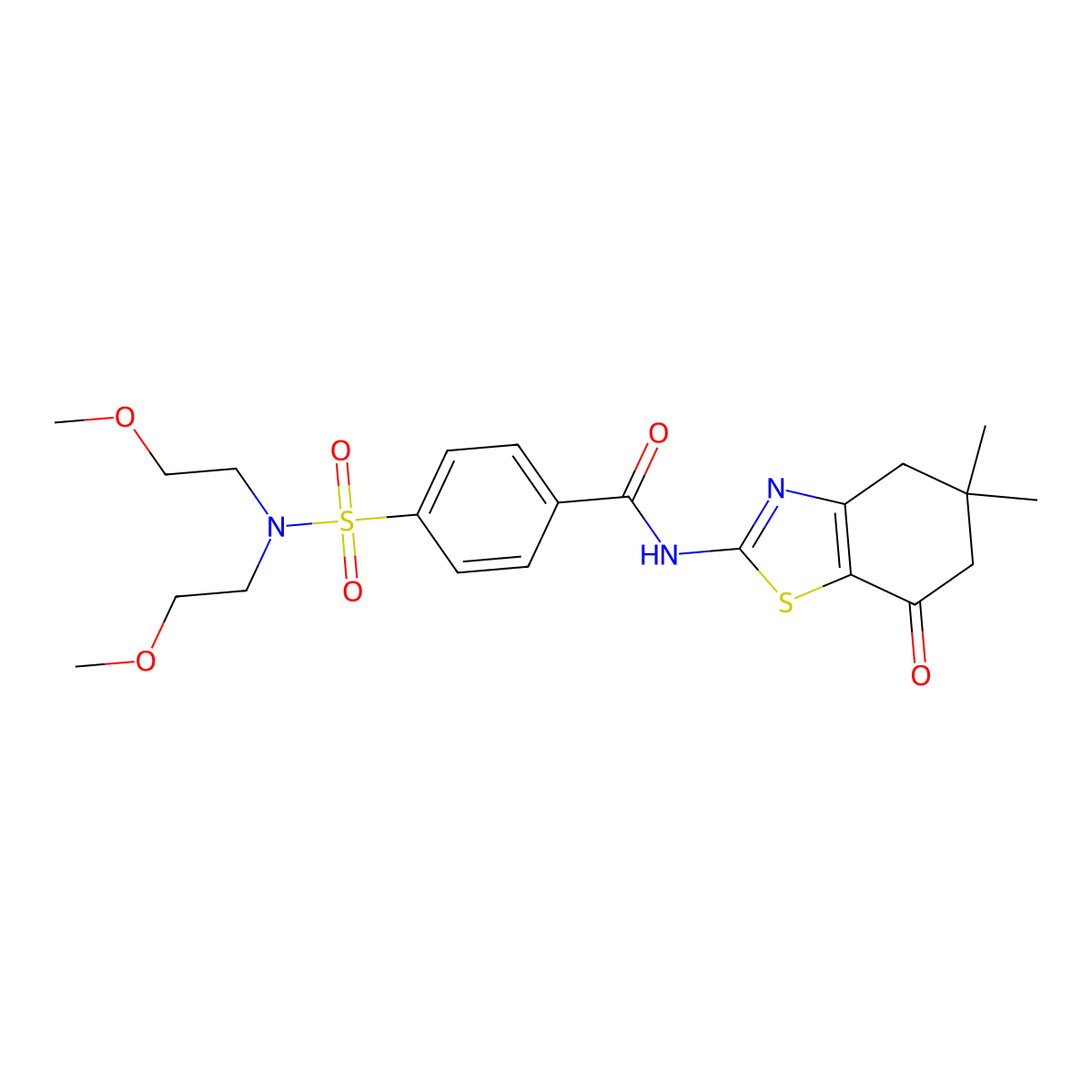 4-[bis(2-methoxyethyl)sulfamoyl]-N-(5,5-dimethyl-7-oxo-4,6-dihydro-1,3-benzothiazol-2-yl)benzamide molecular structure, CAS 325987-01-7