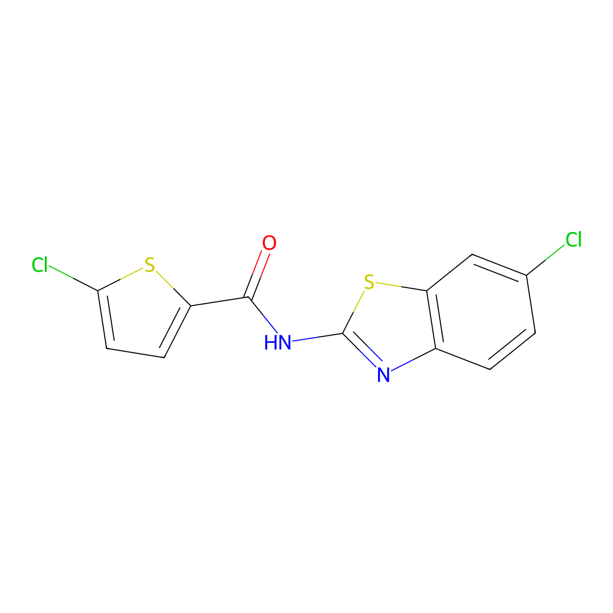5-chloro-N-(6-chloro-1,3-benzothiazol-2-yl)thiophene-2-carboxamide molecular structure, CAS 325987-04-0